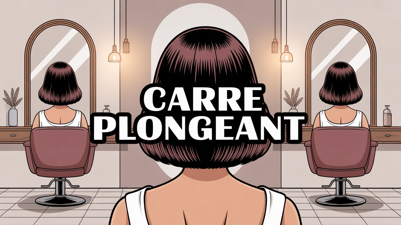 Femme de dos avec carré plongeant châtain lisse en salon coiffure