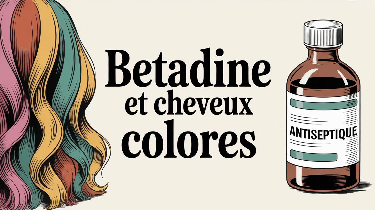 Illustration cheveux colorés et antiseptique effet bétadine
