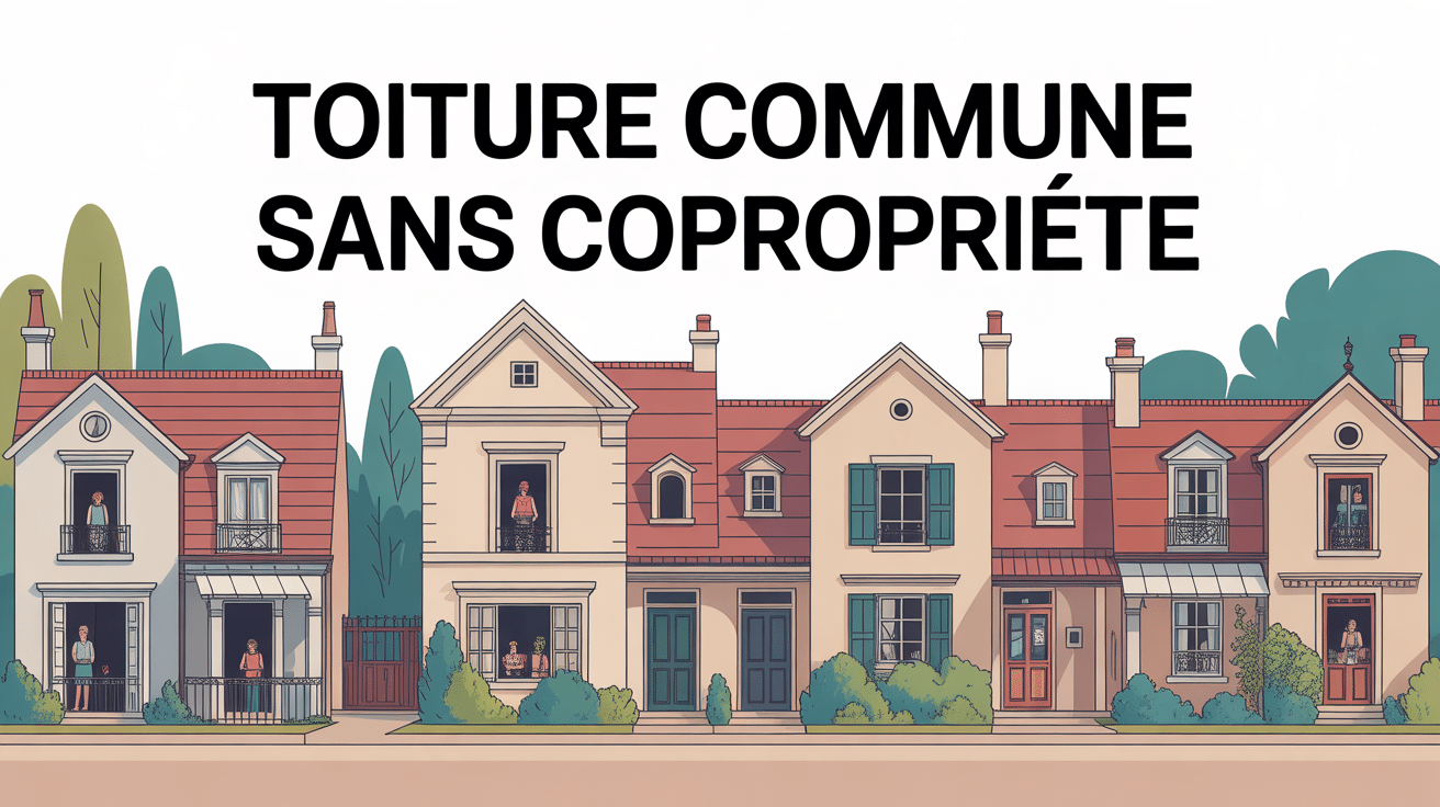 Maisons mitoyennes toiture commune sans copropriete vue coupe