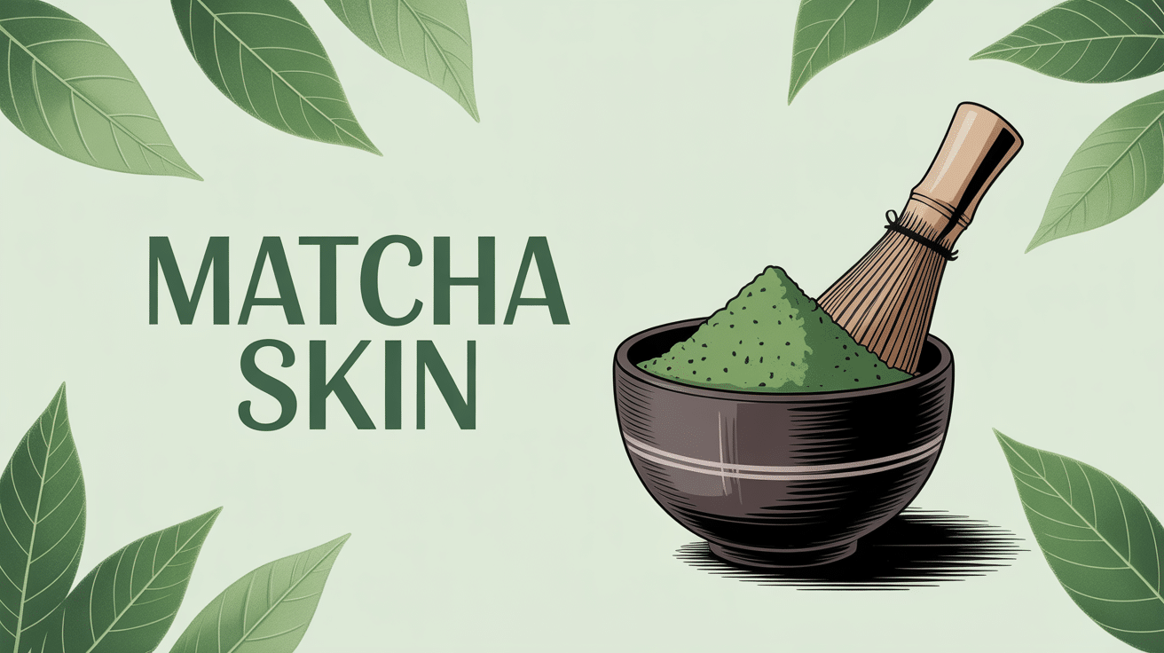 cuillere en bois avec poudre matcha et bol ceramique sur fond zen