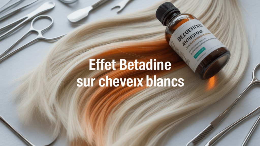 Effet de la bétadine sur cheveux blancs avec teinte jaunâtre-orange
