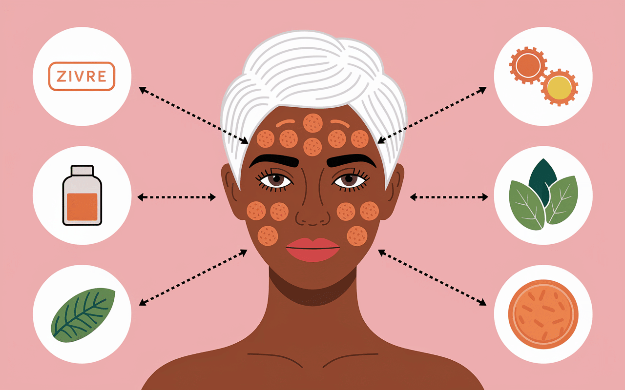 Coupe de peau activée par mélanine et compléments