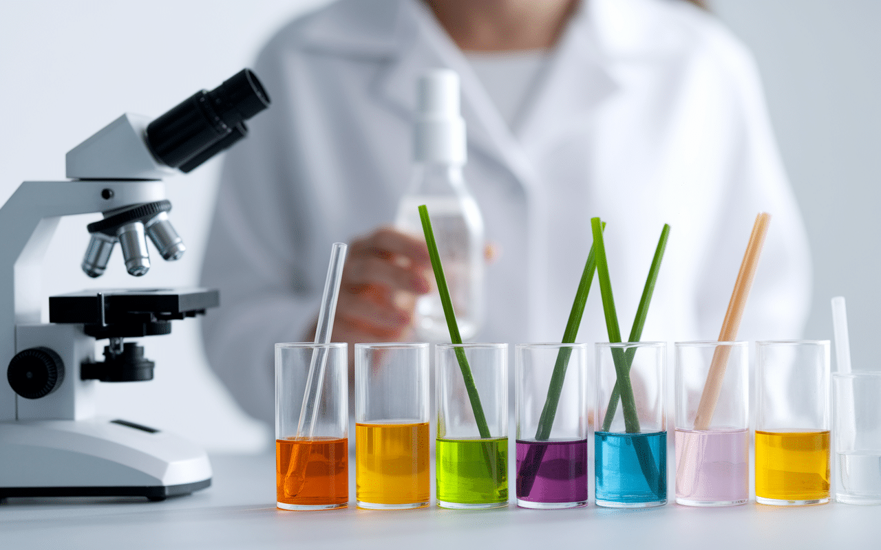 Laboratoire moderne avec extraits végétaux