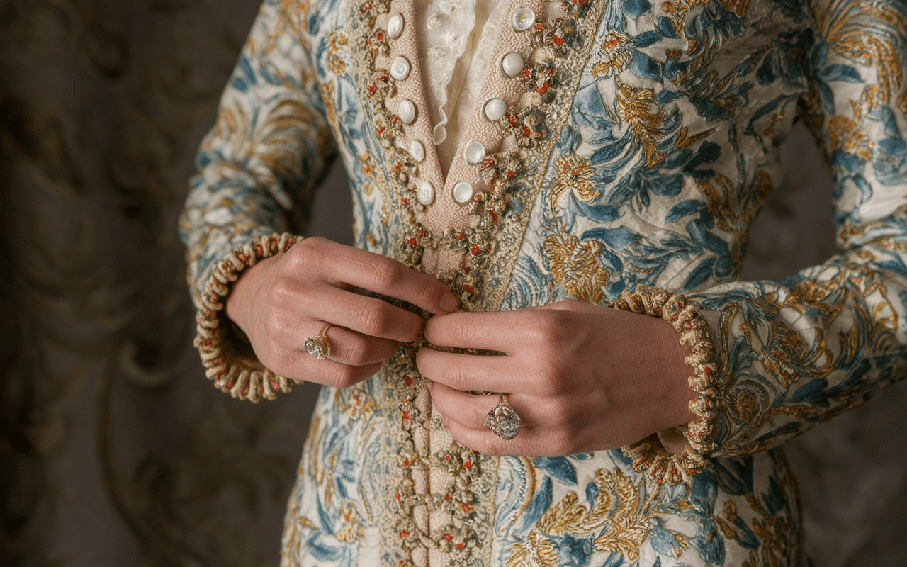 détails dentelle boutons robe vintage mariage