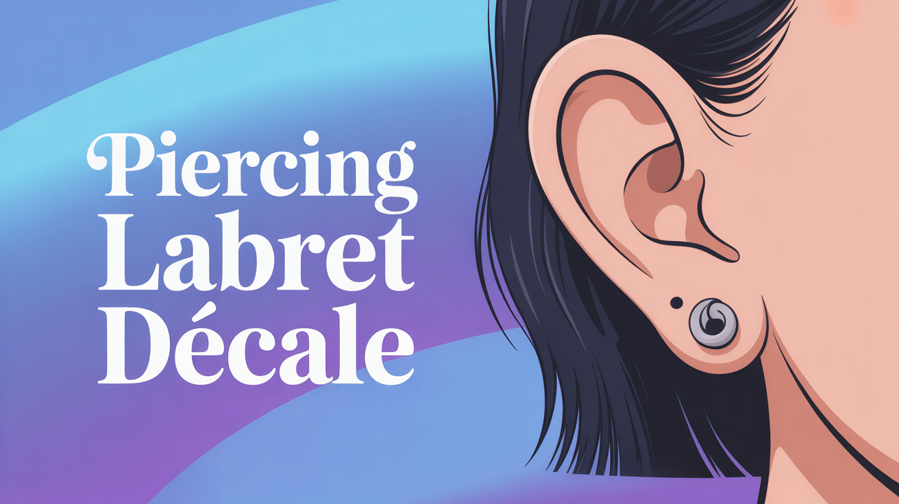 Gros plan piercing labret décalé bijou argenté