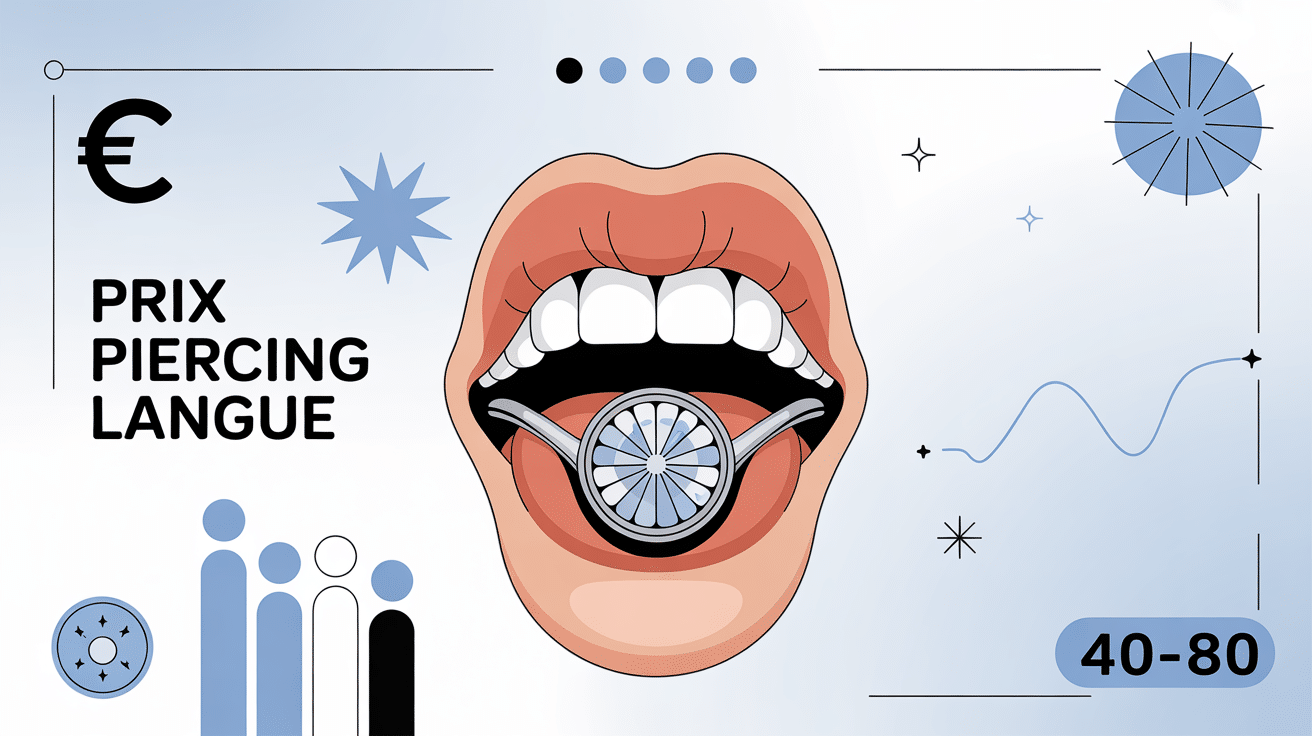 Illustration piercing sur la langue prix 40-80 euros 2024