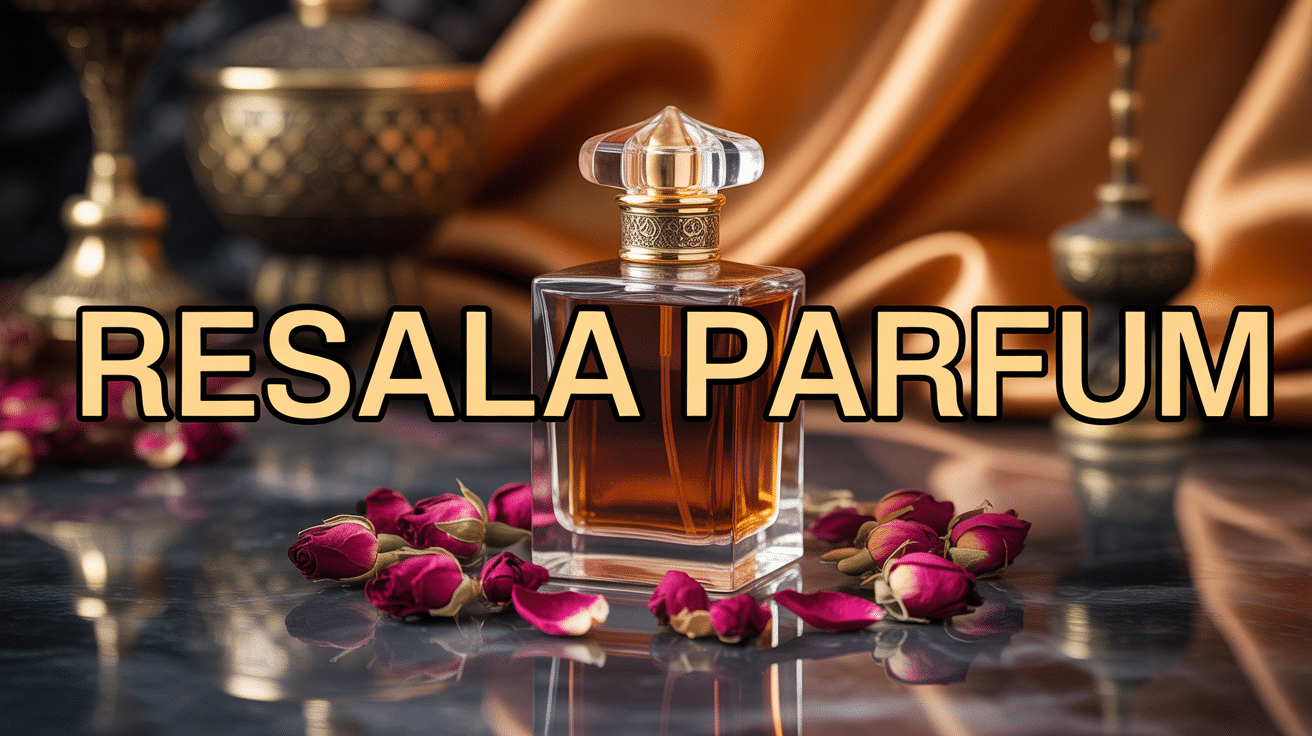 Resala parfum flacon doré avec pétales de roses