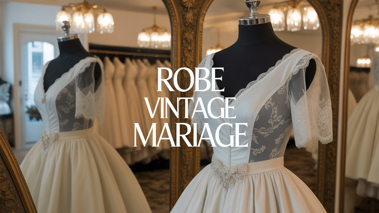 robe vintage mariage dentelle soie années 1950 mannequin boutique