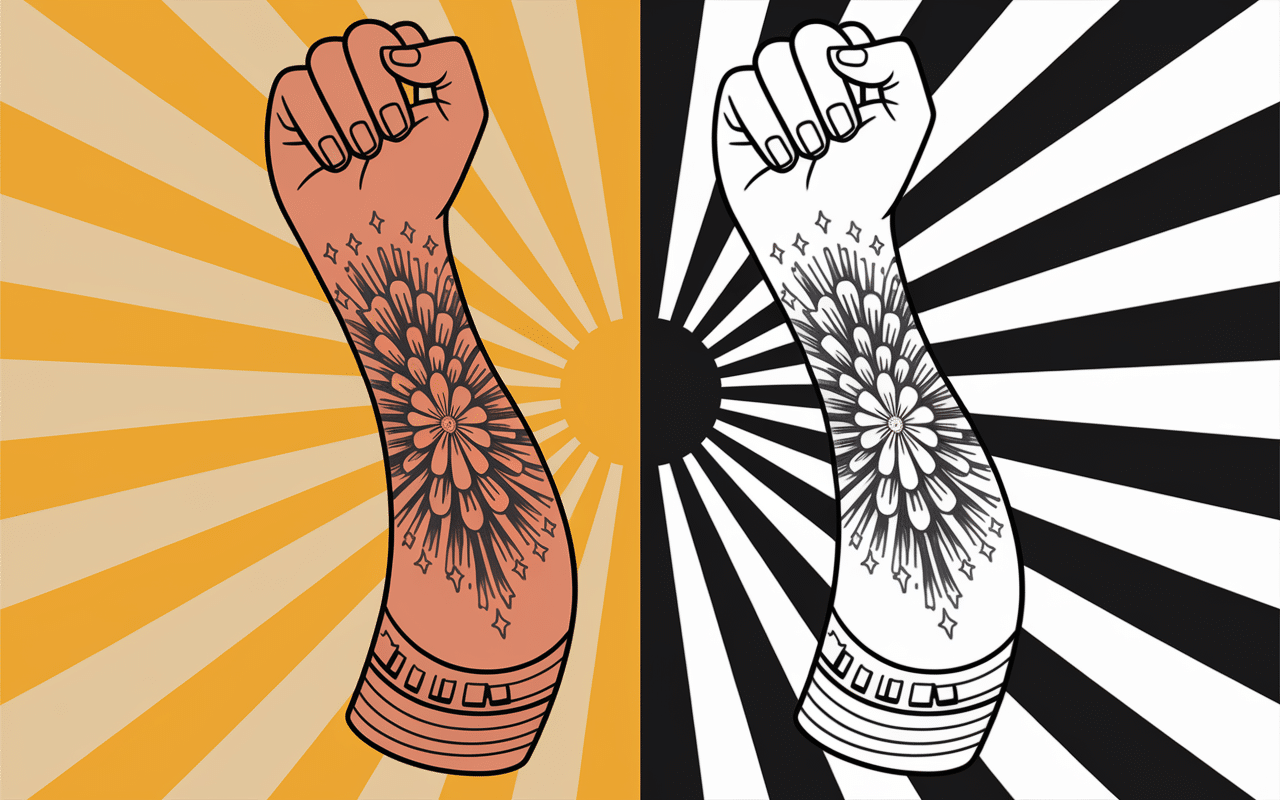 Tatouage blanchi bras comparatif couleurs