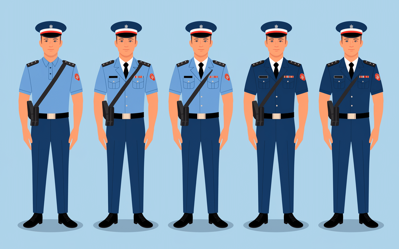 Uniformes tenues gendarmerie polo kepi alignés