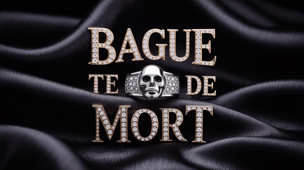 bague tete de mort argent posée sur velours noir