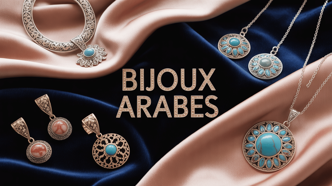 bijoux arabe dorés et argentés sur velours sombre