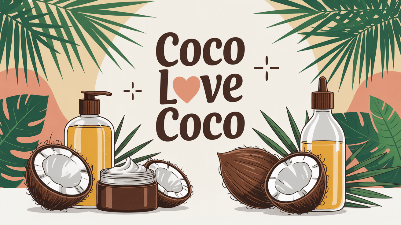 cosmétiques coco love coco flacons crèmes noix de coco tropical