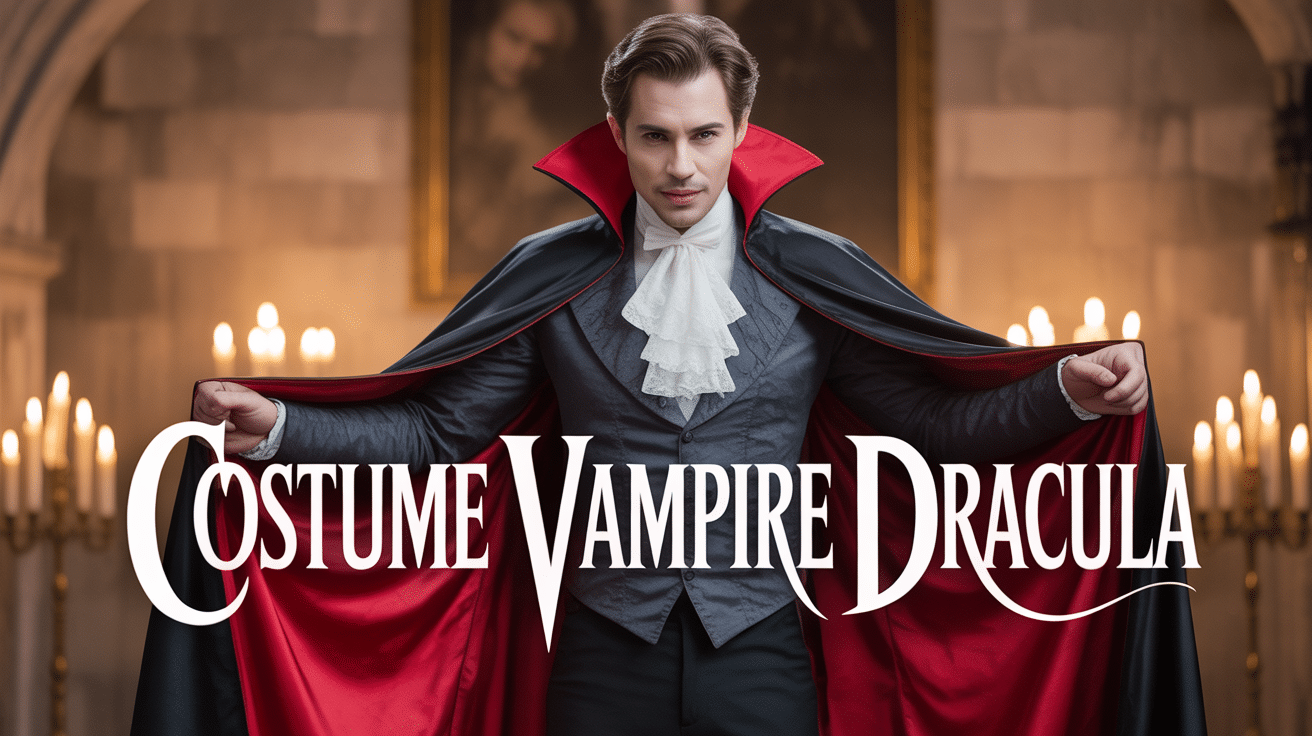 costume vampire dracula classique cape noire rouge victorien