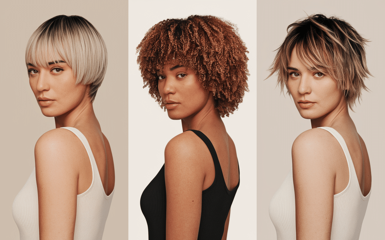 Différentes textures pour coupe rock femme de dos