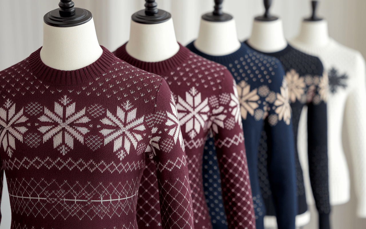 détails luxueux pull noël femme chic