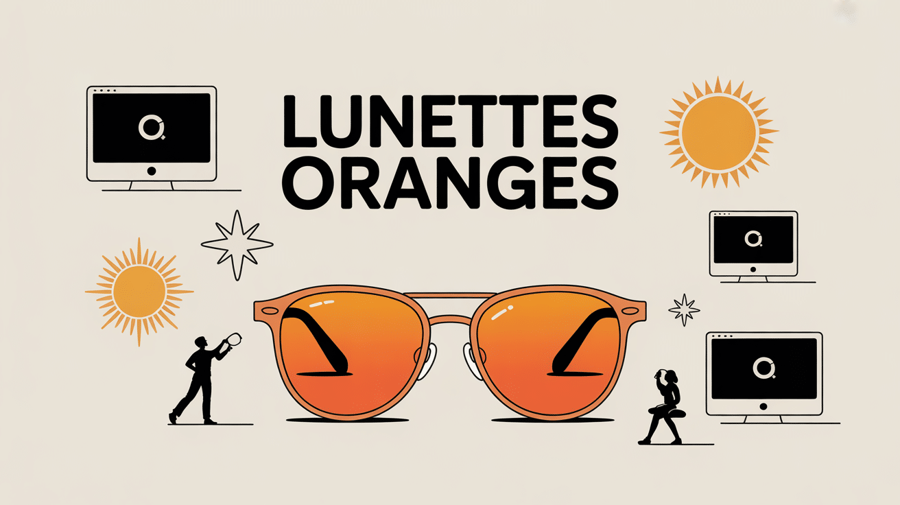 Lunettes oranges modernes sur fond clair, style et protection