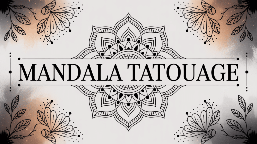 Illustration mandala tatouage géométrique et floral ambiance spirituelle