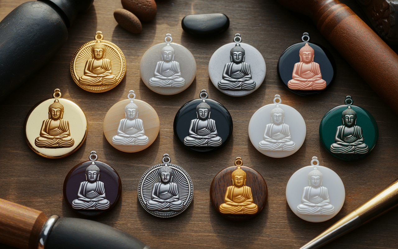 collection pendentifs bouddha différents matériaux
