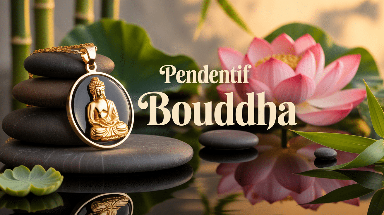 pendentif bouddha élégant sur pierres de méditation