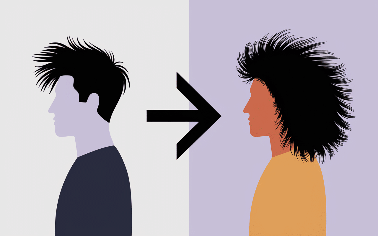 Avant après perm homme cheveux raides et bouclés