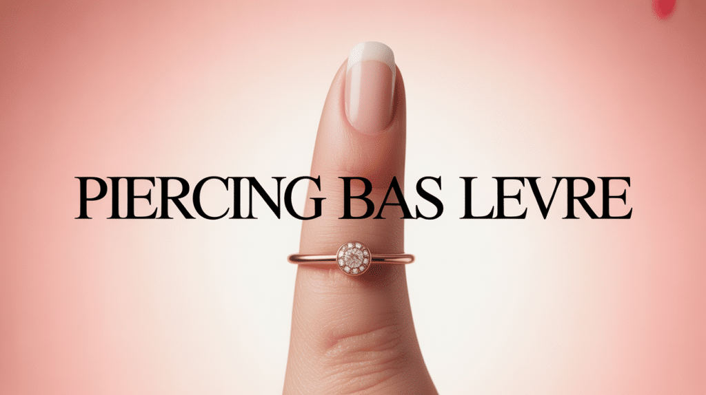 Gros plan piercing bas levre bijou dore