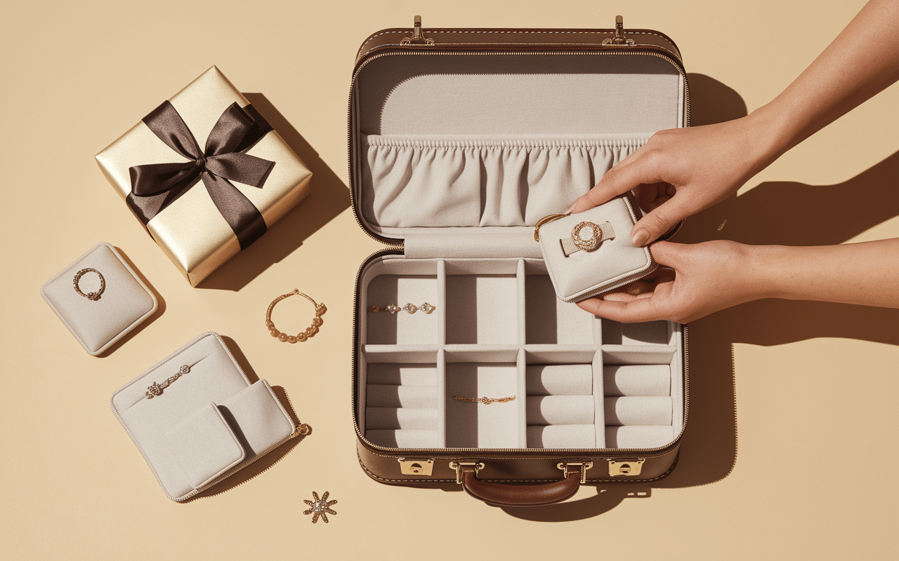 Utilisation pochette bijou cadeau et voyage quotidien