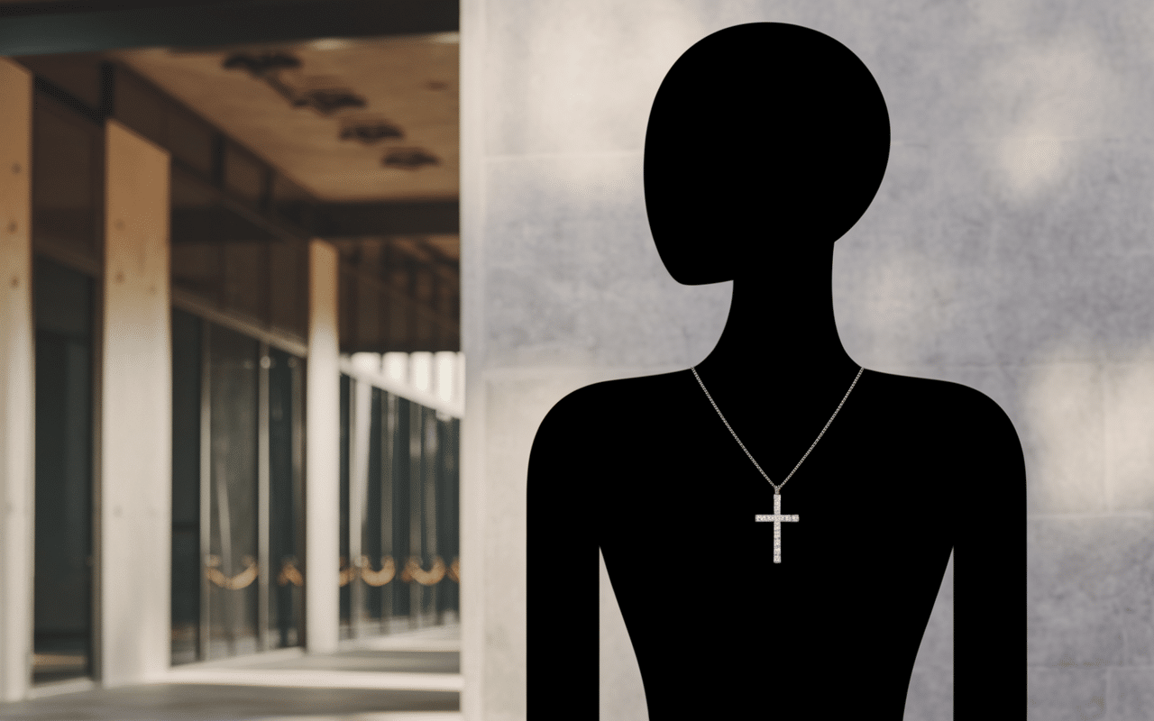 Collier croix chrétienne porté en style urbain