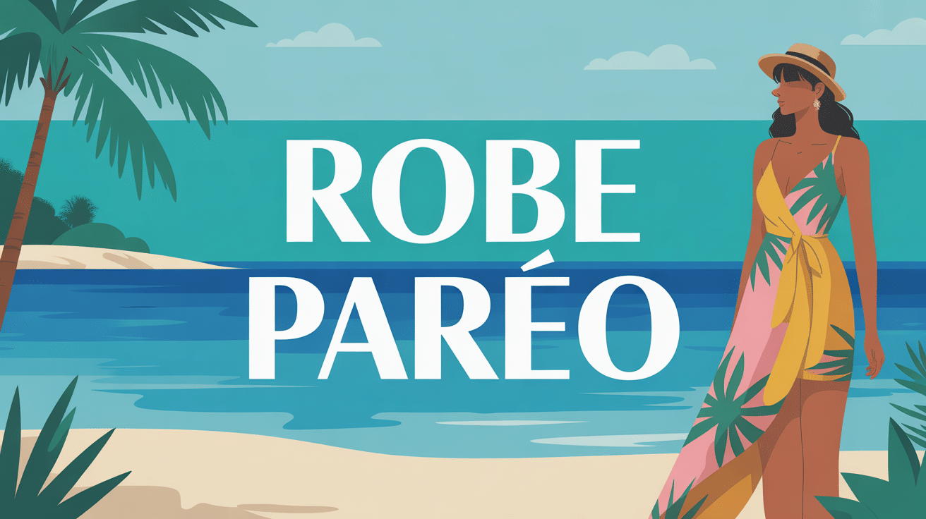 Femme élégante en robe pareo sur plage estivale