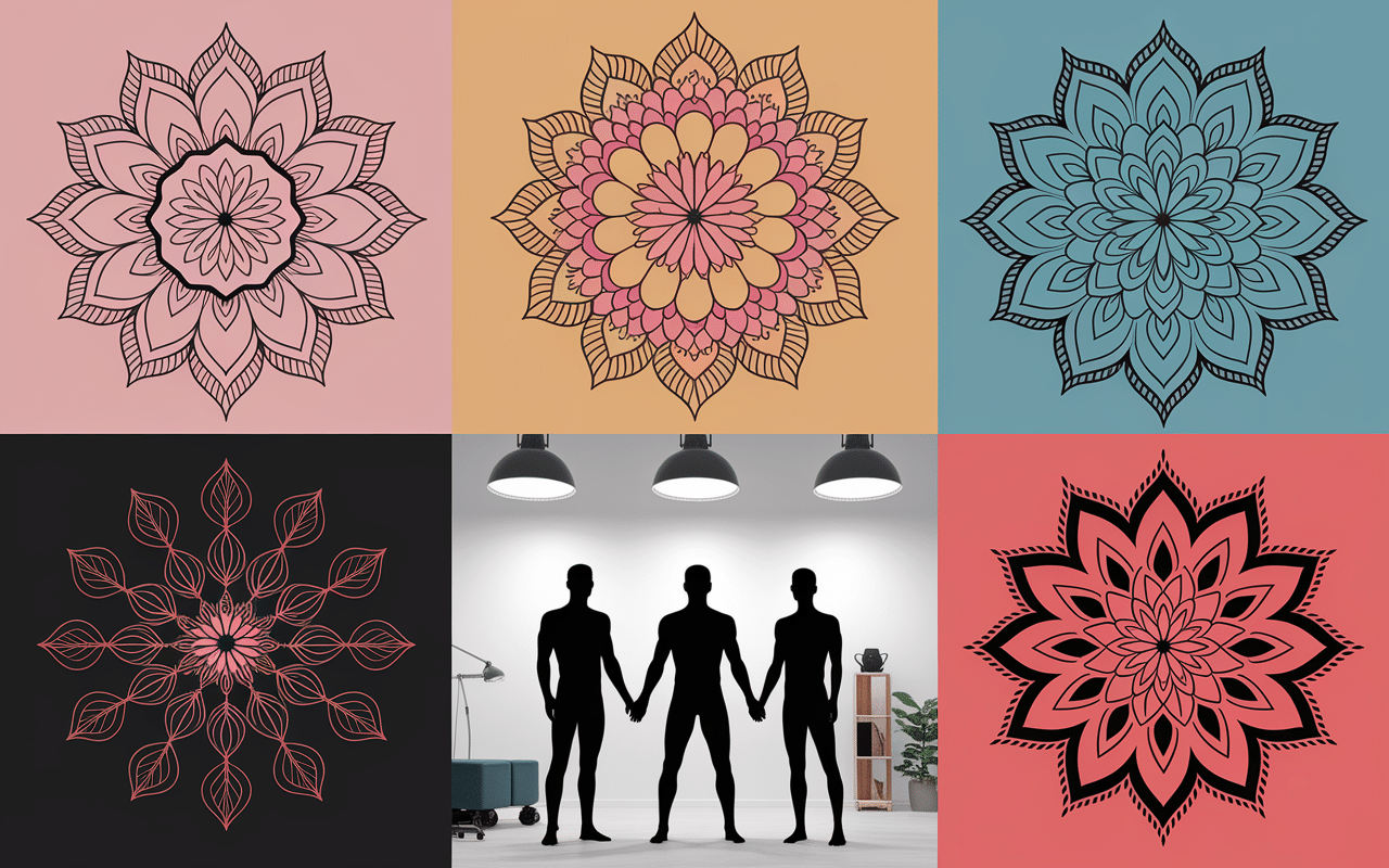 Différents styles et zones mandala tatouage sur corps