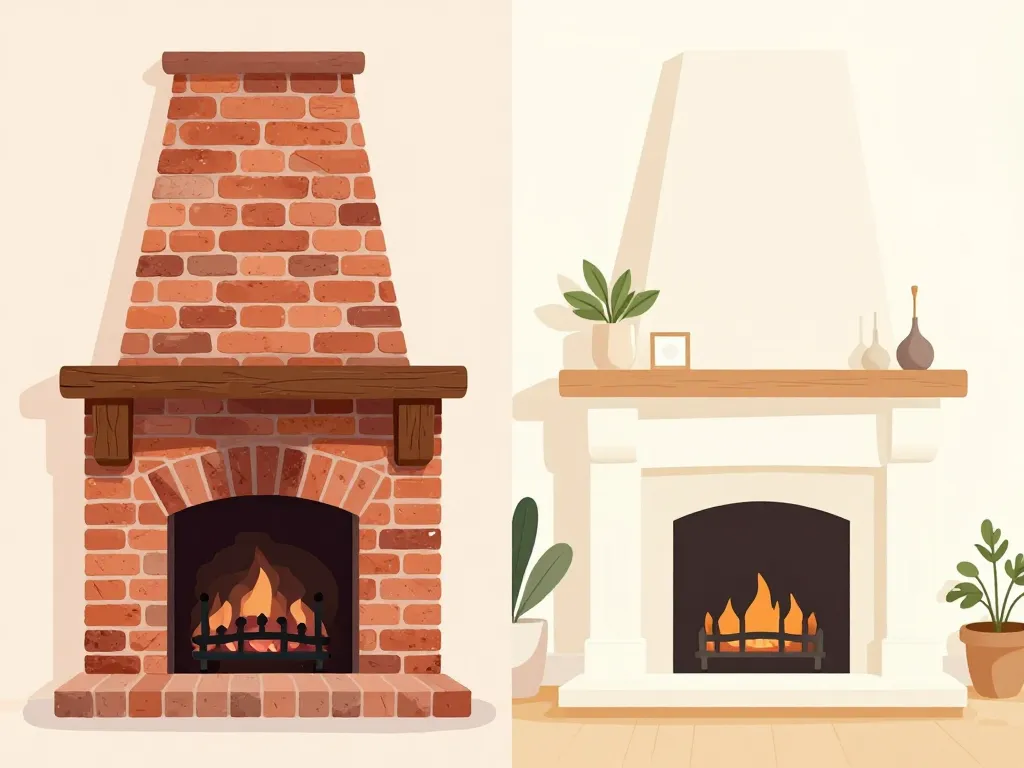 Avant après idées pour relooker cheminée rustique, comparaison visuelle côté rustique et côté moderne