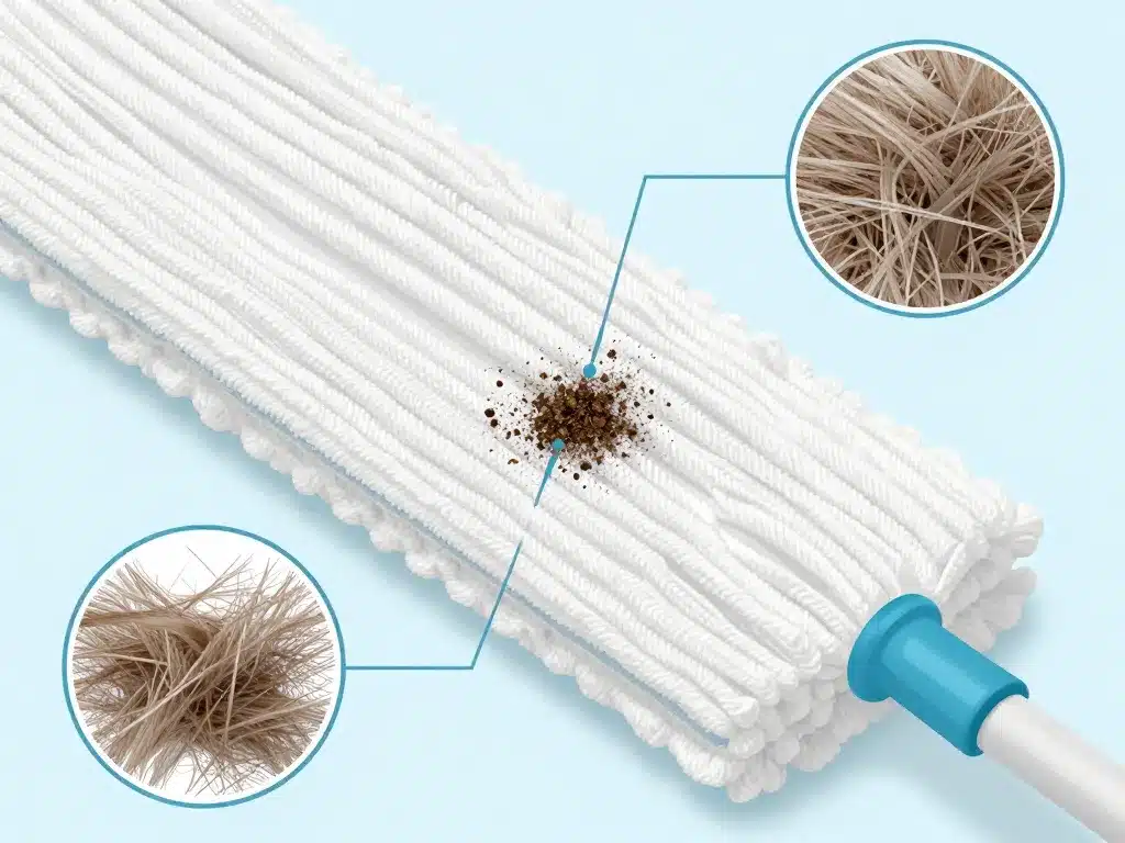 balai en microfibres capture saleté comparaison fibres
