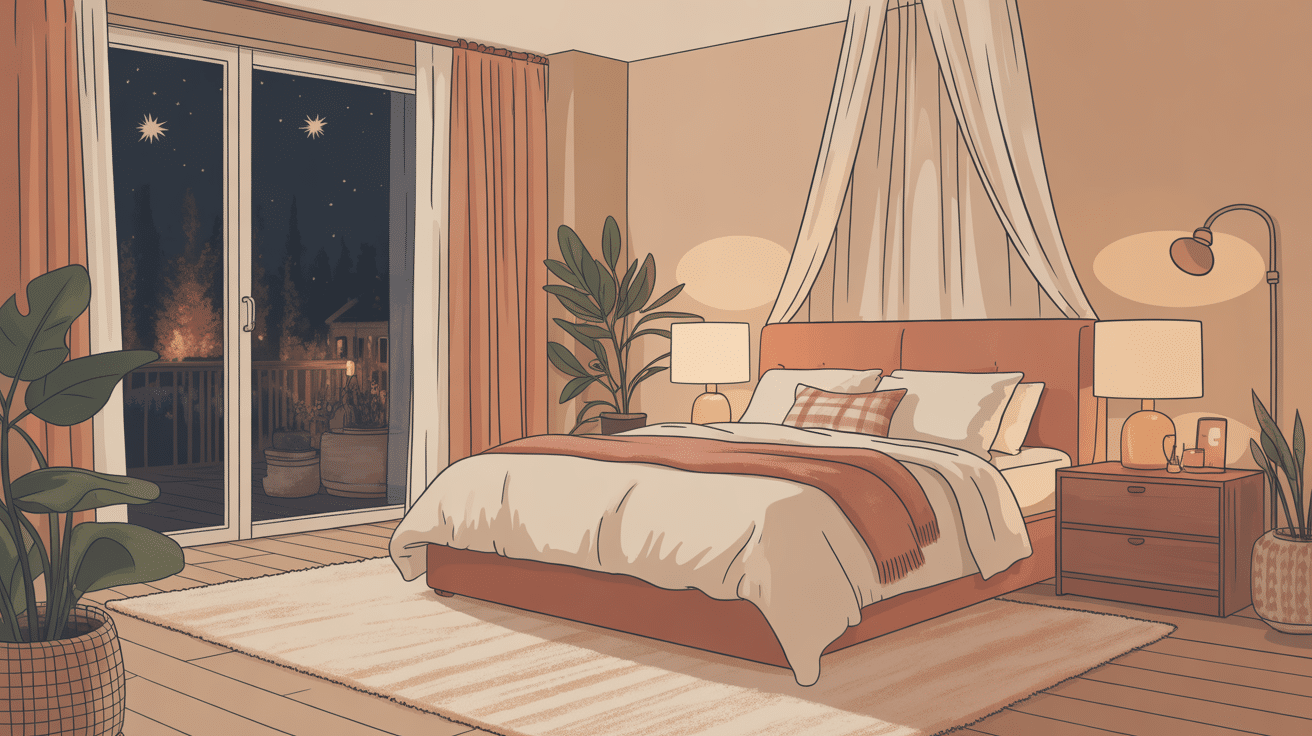 chambre parentale cosy lit confortable ambiance douce