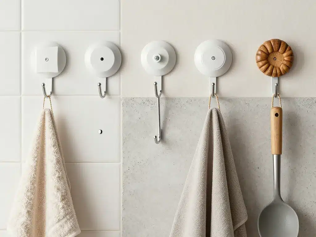 différents types de crochet mural sur murs carrelage placo béton