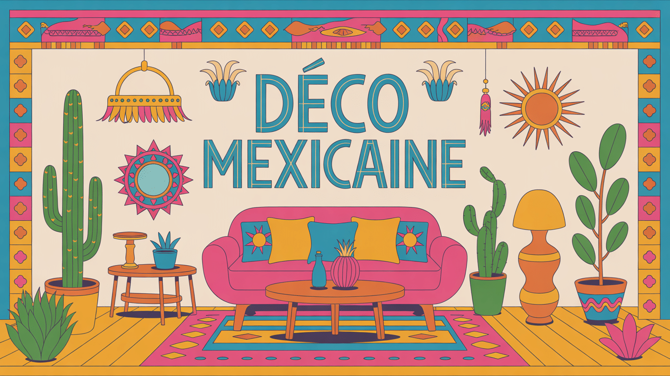 illustration déco mexicaine salon chaleureux