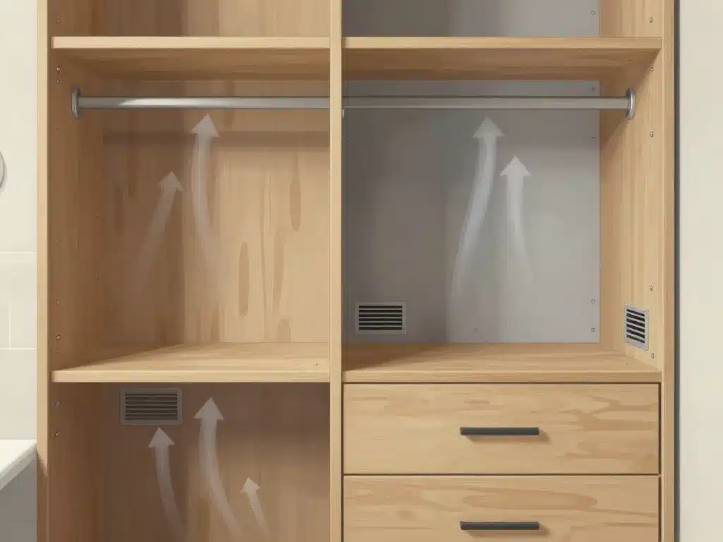 schéma matériaux et ventilation dressing dans salle de bain