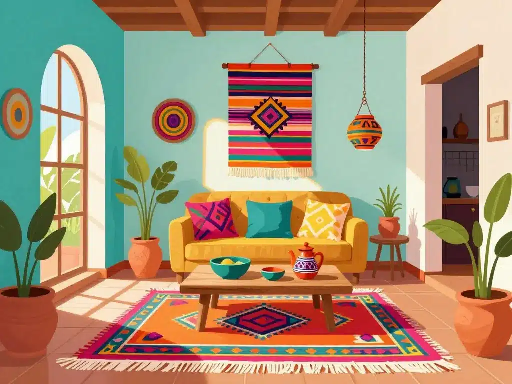esprit déco mexicaine illustration intérieure colorée