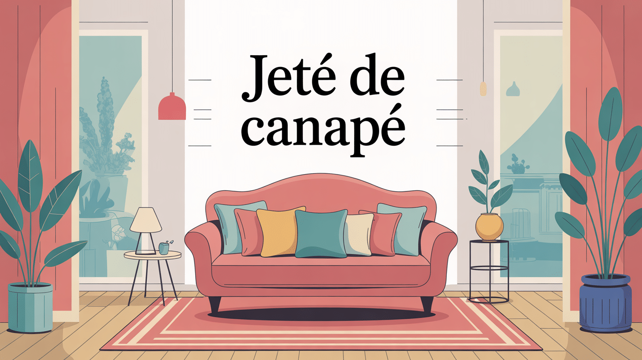 illustration jeté de canapé couleurs et salon pastel