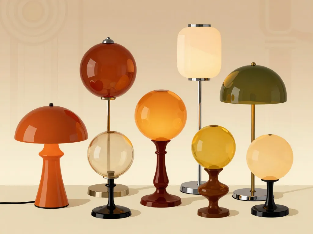 Lampes année 70 formes couleurs matières