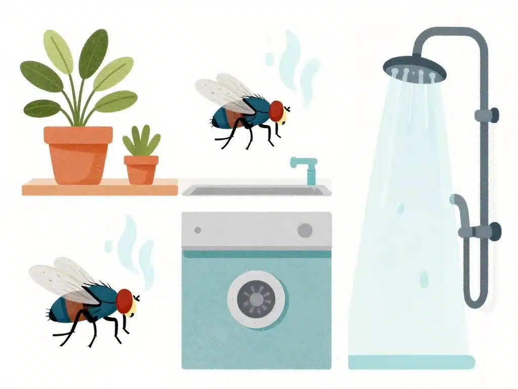 petite mouche d'humidité différents types localisation plantes évier douche