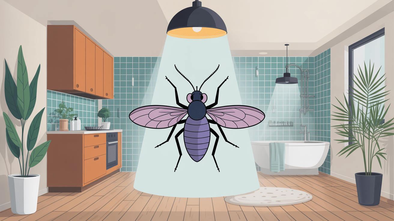 illustration petite mouche d'humidité maison plantes évier salle de bains