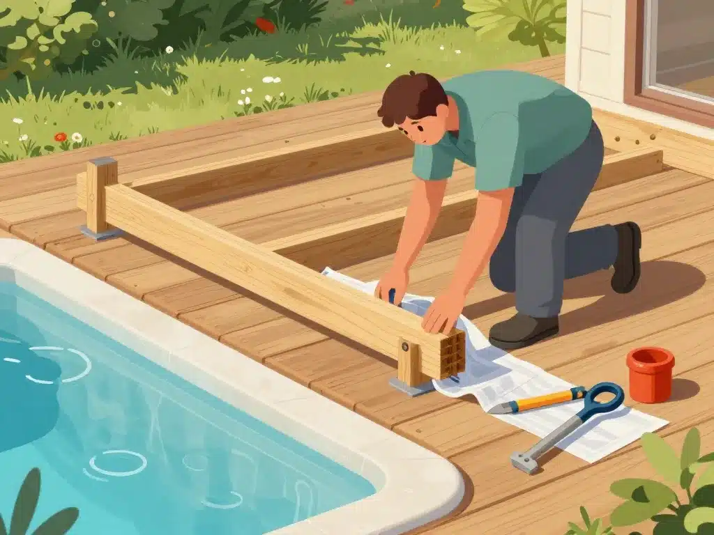 Renfort et protection terrasse bois piscine