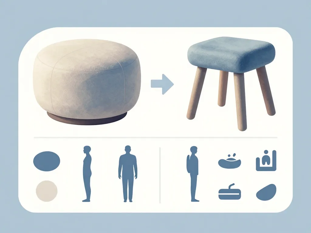 Diagramme confort pouf ou tabouret ergonomie
