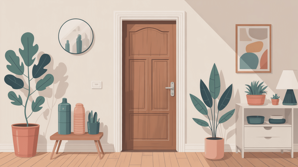 illustration rideau phonique porte d'entrée moderne multicouche