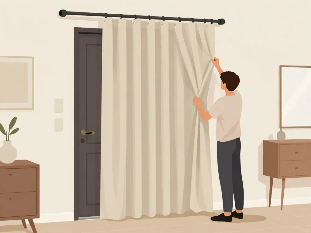 installation rideau phonique porte d'entrée réduction bruit