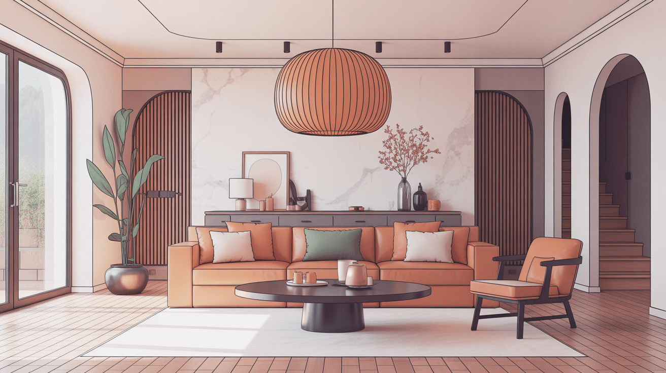 suspension cuivre déco moderne ambiance chaleureuse