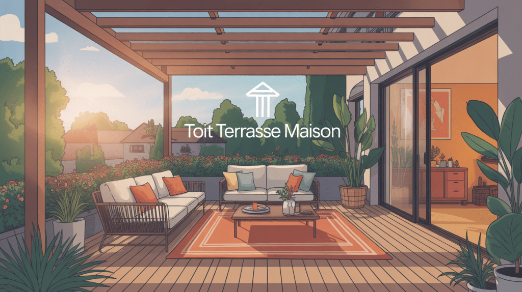 illustration toit terrasse maison contemporain