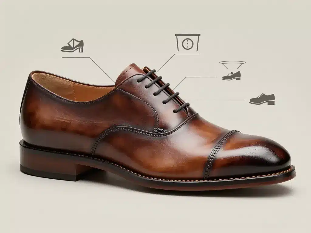 diagramme structure chaussure luxe homme