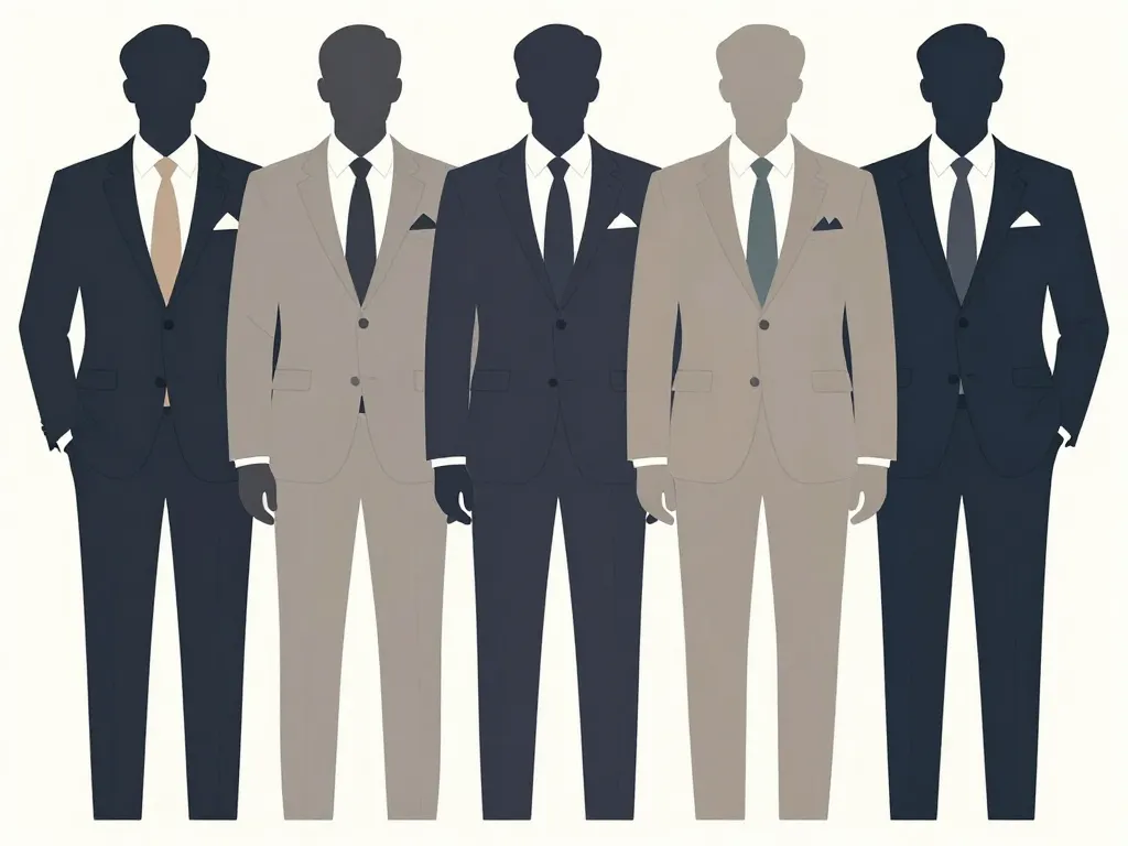 Différents styles pochette homme silhouettes costume