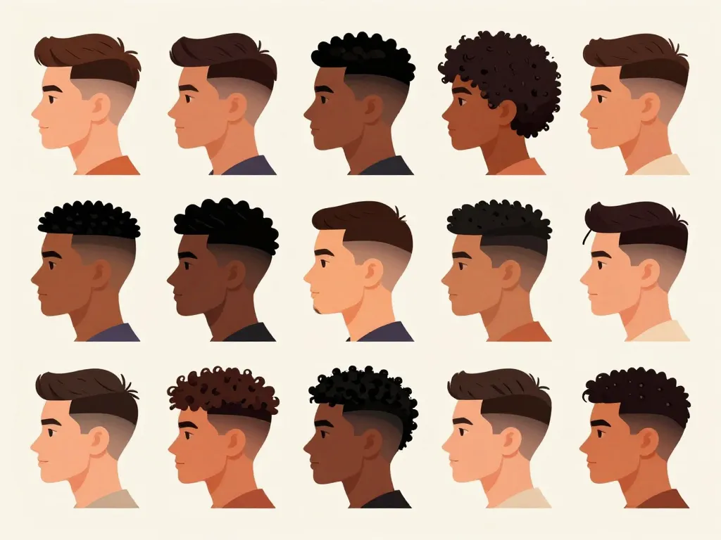 différents dégradés américains selon visages et cheveux